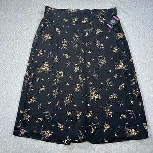Vince Camuto Black Floral Midi Skirt Women's XX-Large Elastic Waist New